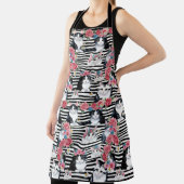 Tablier Chats adorables Roses roses et rayures noires (Insitu)