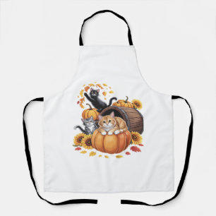 Tablier Chats Automne Citrouilles Thanksgiving Sunflower O