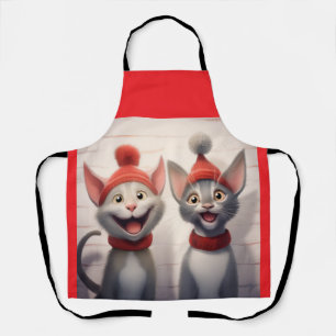 Tablier Chats De Dessin Souriant Avec Casquettes Et Collie