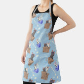 Tablier Chats en boîte et gouttes de lait sur bleu (Insitu)