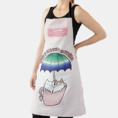 Tablier Chats en Mug sous parapluie dans les couleurs gaie (Insitu)