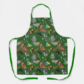 Tablier Chats et chiens motif design sur fond vert  (Recto)