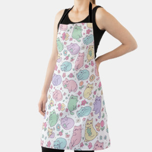 Tablier Chats et fleurs pastel Kawaii en motif 
