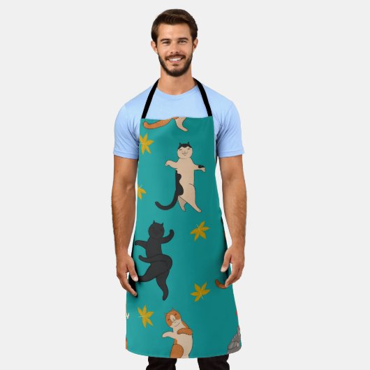 Tablier Chats, feuillage d'automne, motif mignon (Porté)