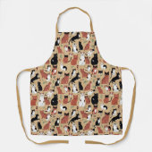 Tablier Chats joueurs sur fond beige (Recto)