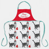 Tablier Chats mignons Chats Joyeux Noël Rouge blanc tablie (Recto)