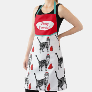 Tablier Chats mignons Chats Joyeux Noël Rouge blanc tablie