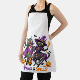 Tablier Chats mignons d'Halloween Pattes et Sortilèges