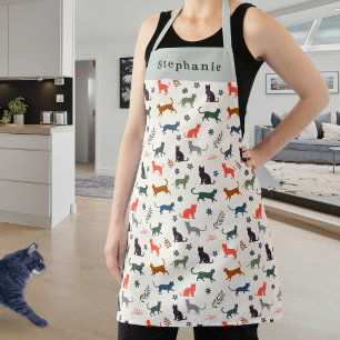 Tablier Chats modernes élégants motif crème personnalisé