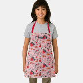 Tablier chats rétro mignons motif rose apéro de Noël (Insitu)