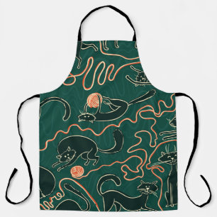 Tablier Chats vintage doodé sans couture motif