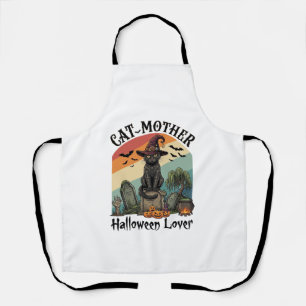 Tablier Chatte Mère Amoureuse d'Halloween Chapeau de Sorci