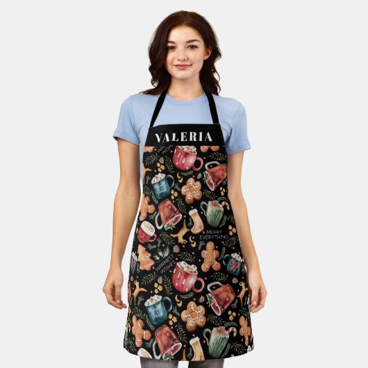 Tablier Chaud cacao pain d'épices biscuits Rustique Noël a (Porté)