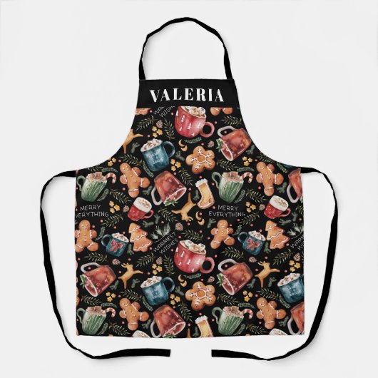 Tablier Chaud cacao pain d'épices biscuits Rustique Noël a (Recto)