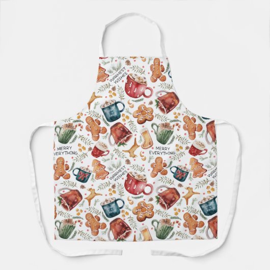 Tablier Chaud cacao pain d'épices Cookies Noël rustique (Recto)