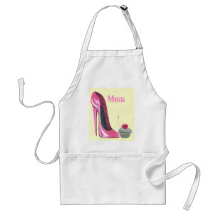 Tablier Chaussure et petit gâteau stylets roses