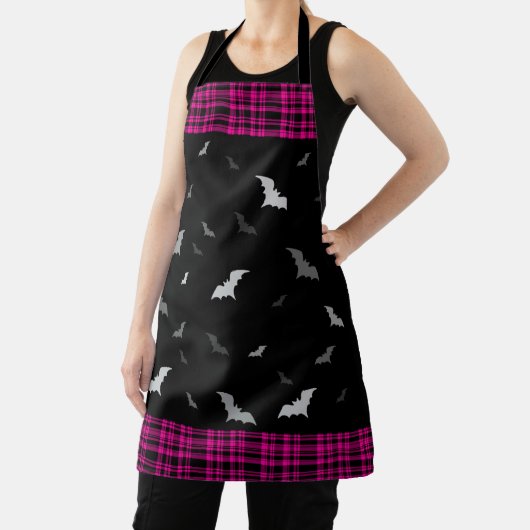 Tablier Chauve-souris gothique Vampire Plaid Apron noir et (Insitu)