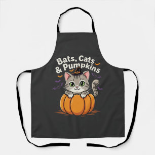 Tablier Chauves-souris de Halloween Chats et Citrouilles C