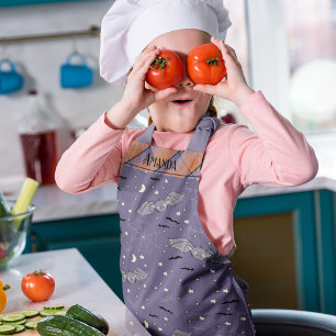 Tablier Chauves-souris éffrayantes Enfants Halloween viole