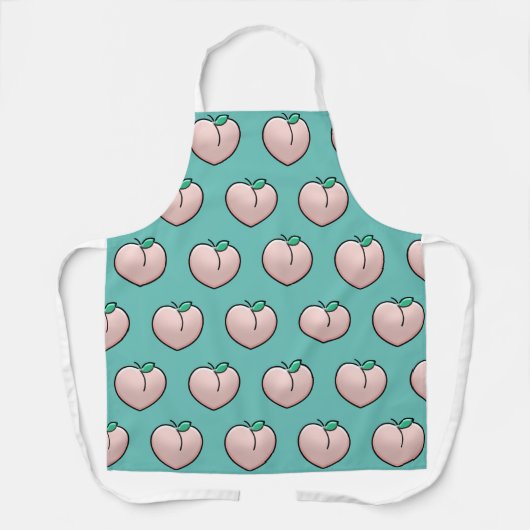 Tablier Cheeky Peach Pattern on Teal (Recto)