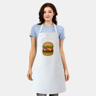 Tablier Cheesy Gourmet Burger Illustration Apron