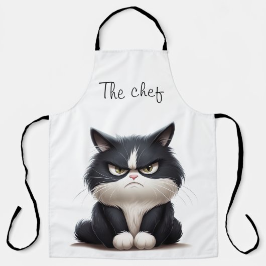 Tablier Chef avec chat grincheux (Recto)