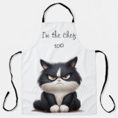 Tablier Chef avec chat grincheux (Recto)