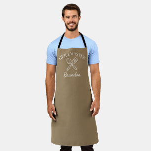 Tablier Chef Brown élégant masculin Nom Grillmaster modern