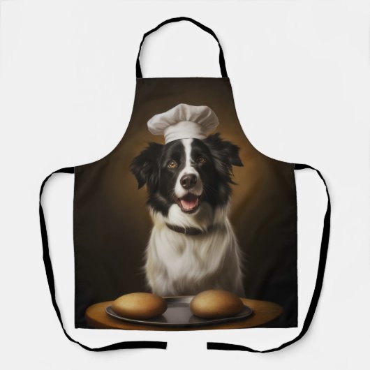 Tablier Chef de chien Collie Bordure (Recto)
