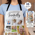 Tablier CHEF DE FAMILLE PERSONNALISÉ 18 Photo Collage pers<br><div class="desc">Créez un tablier de collage photo couleur personnalisé avec 18 photos et personnalisé avec un nom et FAMILY CHEF. MODIFICATIONS : Modifiez la couleur blanche de l'arrière - plan et/ou modifiez le style de police de texte, la taille, la couleur ou le placement ou la couleur graphique FAMILLE dans EDIT....</div>