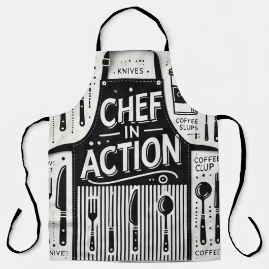 Tablier Chef en Action Apron : Cuisine noire et blanche en (Recto)