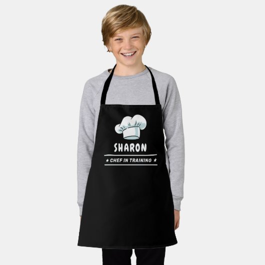 Tablier Chef en formation Chef Casquette pour enfants Noir (Porté)