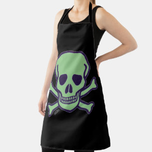 Tablier chef femme crâne vert