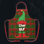 Tablier Chef Festif Elf Red et Green Tartan<br><div class="desc">Chef Festif Elf Red et Green Tartan Apron. Personnalisez-le facilement et rapidement. Cliquez simplement sur le bouton "Modifier à l'aide des outils de conception" pour modifier le texte, le libellé, le style de police, la taille de police et la couleur de police. Parfait Kris Kringle présent. c) Somerset Fine Paperie...</div>