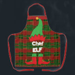 Tablier Chef Festif Elf Red et Green Tartan<br><div class="desc">Chef Festif Elf Red et Green Tartan Apron. Personnalisez-le facilement et rapidement. Cliquez simplement sur le bouton "Modifier à l'aide des outils de conception" pour modifier le texte, le libellé, le style de police, la taille de police et la couleur de police. Parfait Kris Kringle présent. c) Somerset Fine Paperie...</div>