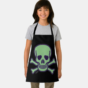 Tablier chef filles crâne vert