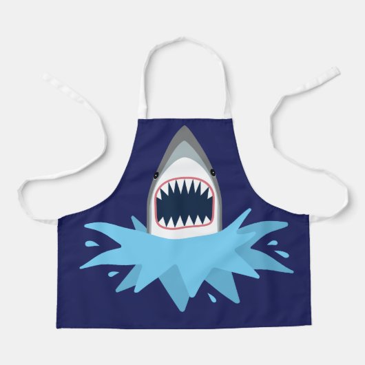 Tablier Chef Garçon drôle Grande attaque de requin blanc (Recto)
