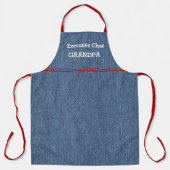 Tablier Chef Grand-père ou papa Blue Denim Imprimer Accent (Recto)