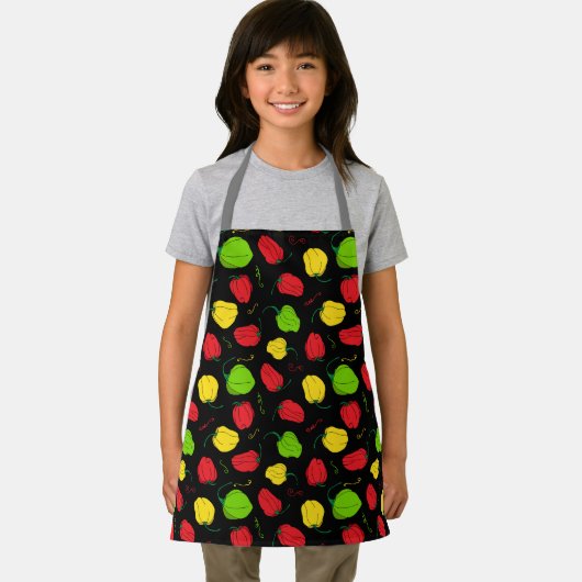 Tablier Chef jamaïcain Scotch Bonnet Chili Peppers Motif (Insitu)