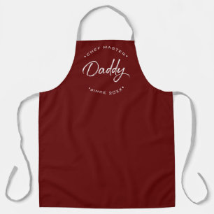 Tablier Chef Maître Papa Année Personnalisée Rouge