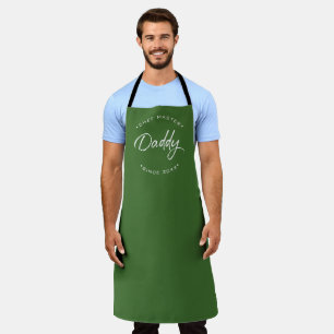 Tablier Chef Master Papa Personnalisé Année Moderne vert 