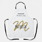 Tablier Chef Monogram White Gold Modern Typographie Nom (Recto)