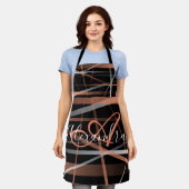 Tablier Chef Monogramme Abstrait Rayures Roses Moderne (Porté)