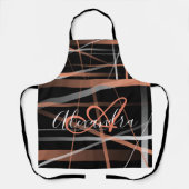 Tablier Chef Monogramme Abstrait Rayures Roses Moderne (Recto)