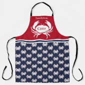 Tablier Chef Monogramme Rouge Blanc Marine Bleu Crabe Naut (Recto)