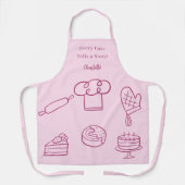 Tablier Chef pâtissier slogan rose ustensiles de cuisine (Recto)