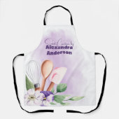 Tablier Chef pâtissier Ustensiles de cuisine Aquarelle vio (Recto)