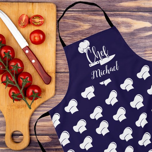 Tablier Chef personnalisé avec nom Casquette Chef bleu et 