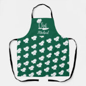 Tablier Chef personnalisé avec nom Casquette Chef vert et  (Recto)
