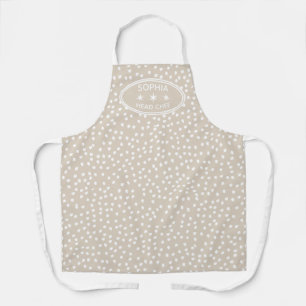 Tablier Chef personnalisé Chef Moderne Boho beige Polka Do